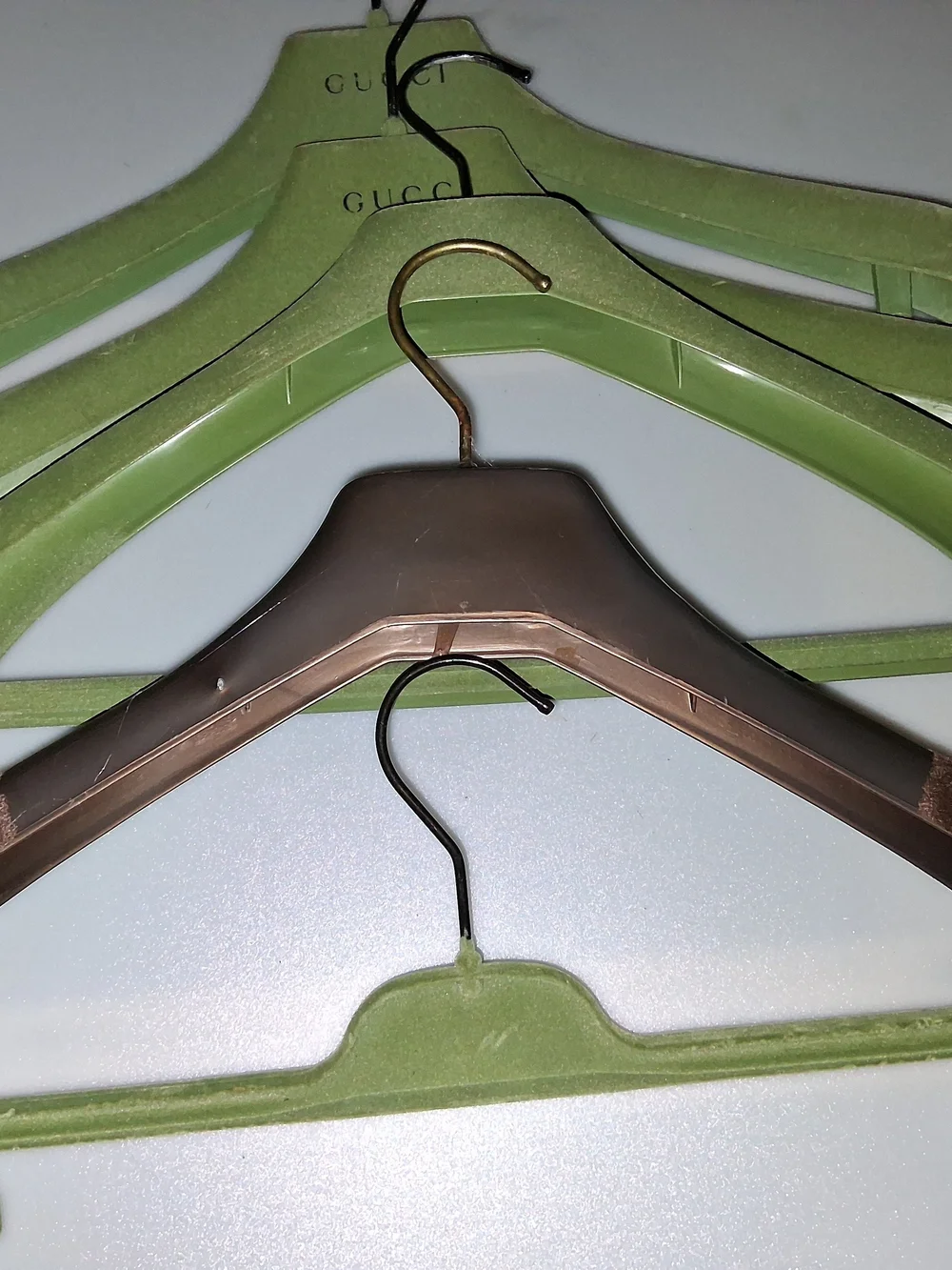 Gucci Velvet & Metal Hangers - Green  & Gold LOT OF 5